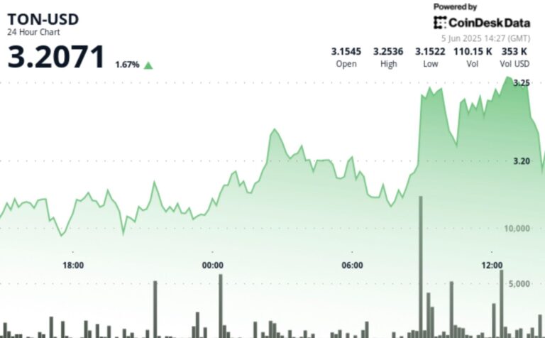 TON Surges 3%, Outperforming Declining CoinDesk 20