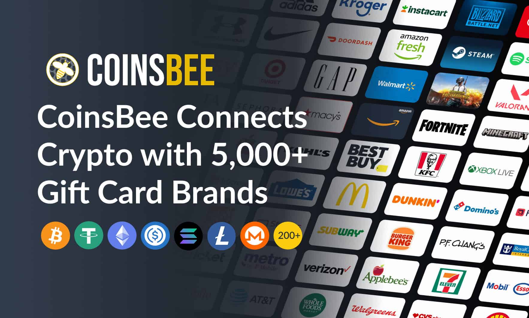 CoinsBee Surpasses 5,000 Gift Card Brands, Becoming the Largest Crypto Gift Card Platform Worldwide