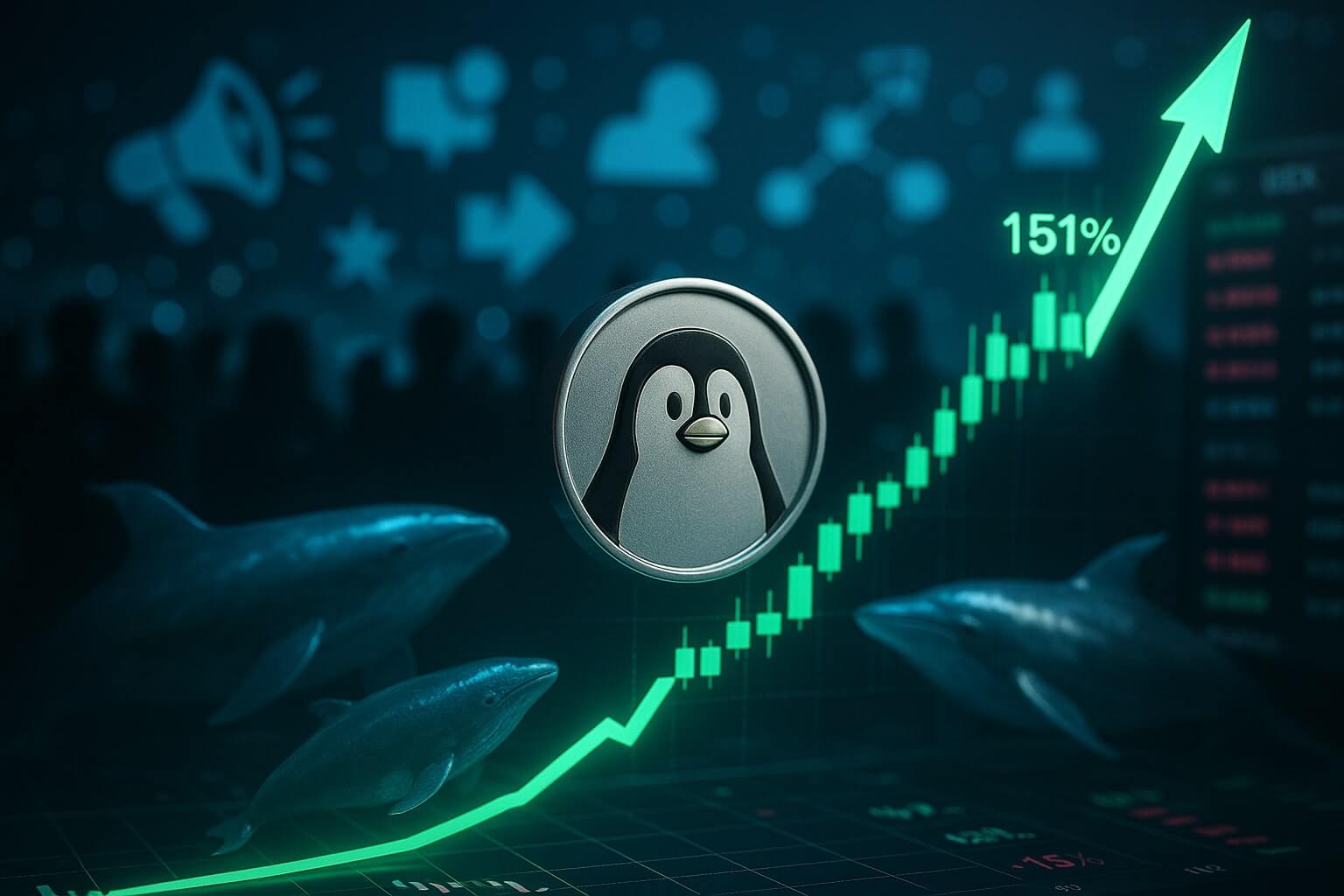 PENGU jumps 151% in July in a rally driven by viral marketing, whale accumulation