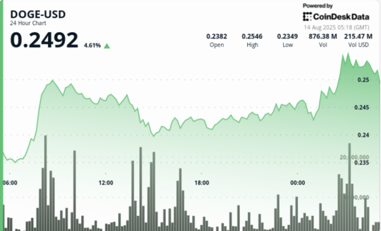 DOGE Jumps 7% on $200M Whale Buys as Futures Bets Top $3B