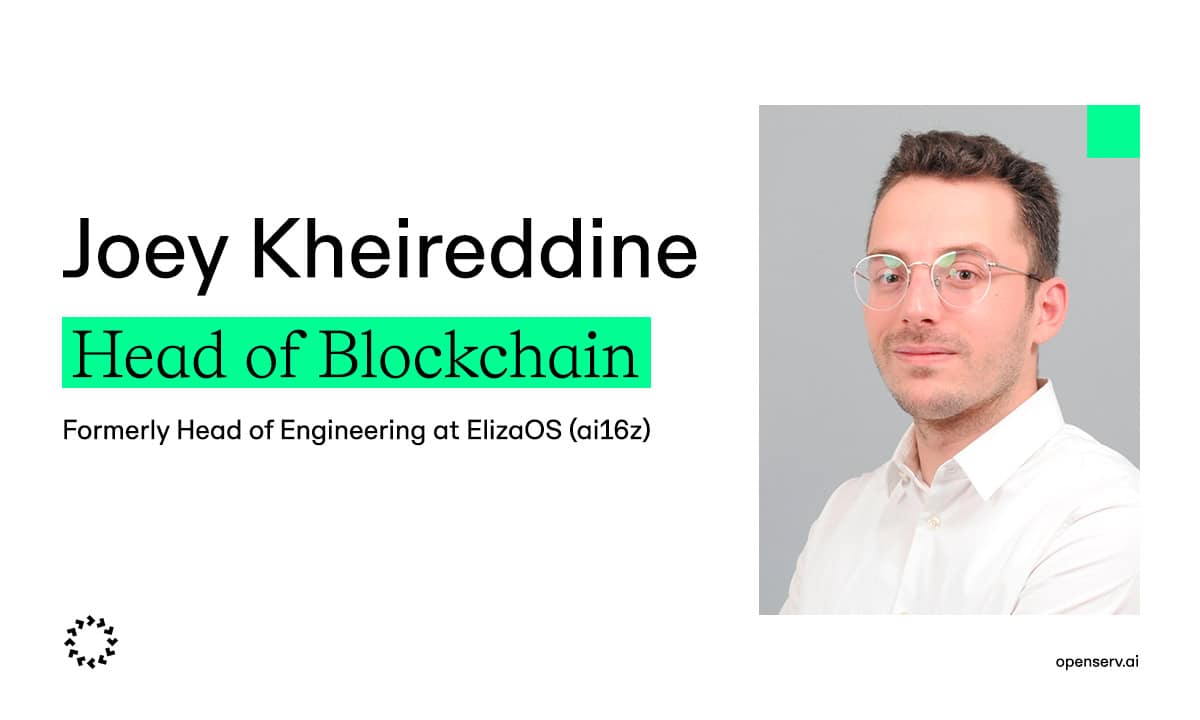 OpenServ names Joey Kheireddine Head of Blockchain, joining from Eliza Labs (formerly AI16z)