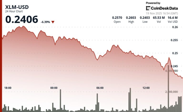 Stella's XLM Token Breaks Key $0.25 Support as Altcoins Suffer Continued Drawdown