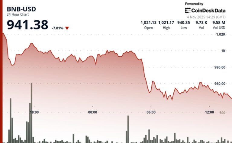 BNB Drops Below $950 as Market Sell-Off Deepens, Privacy Coins Surge