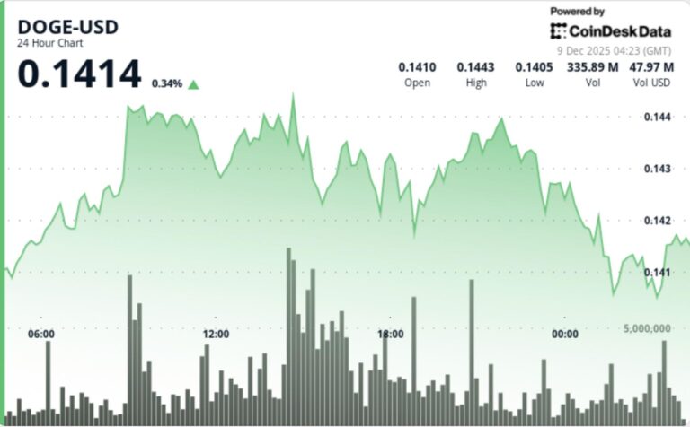 Dogecoin Holds $0.14 Floor as Network Activity Hits 3-Month High