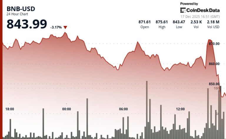 BNB drops nearly 3% to as bitcoin whipsaw and tech selloff hit crypto market