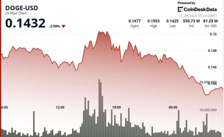 Dogecoin drops 4% as traders sell into strength