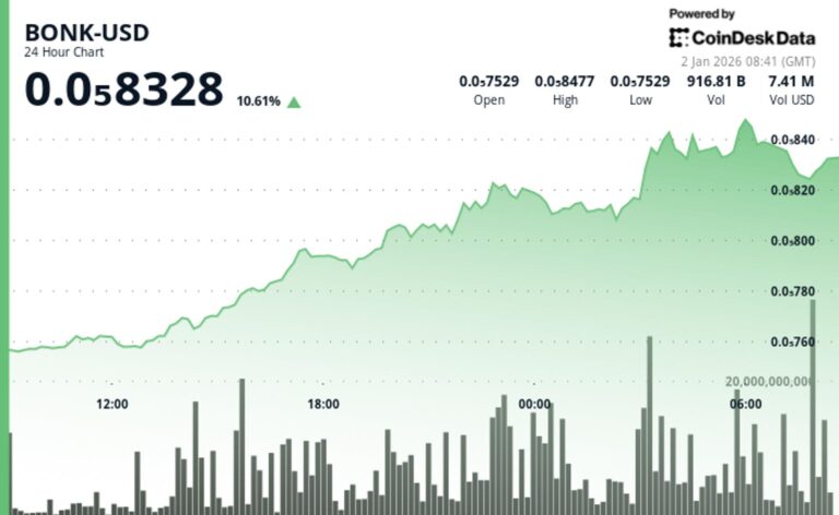 BONK jumps more than 10% in 24 hours as momentum pushes price higher