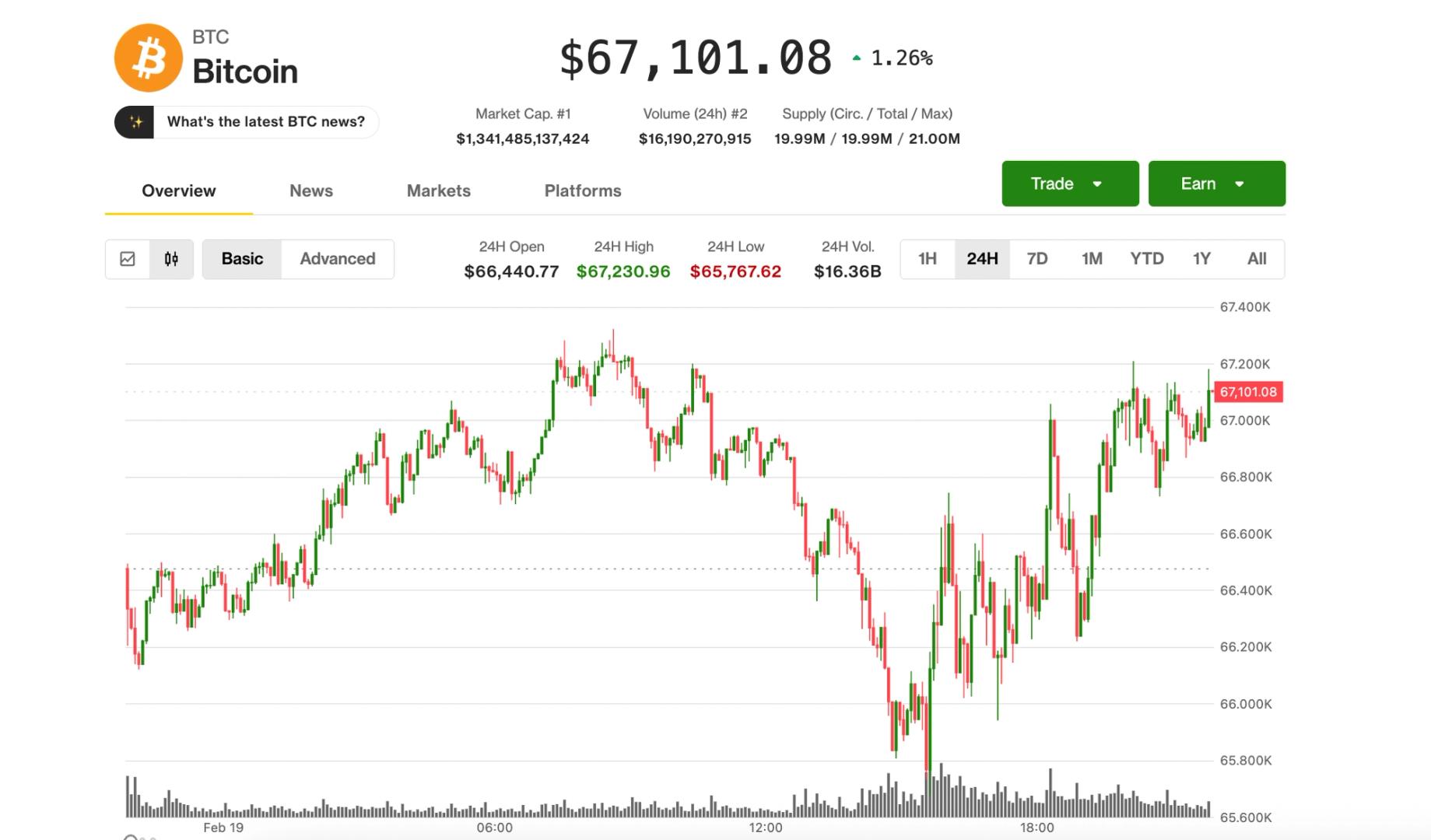 Bitcoin steadies near $67,000 as traders pay for crash protection