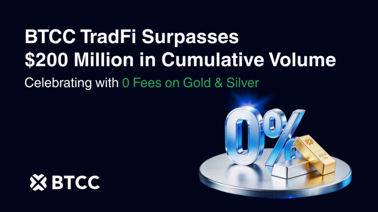 BTCC TradFi Hits $200M Volume and Celebrates with Zero-Fee Campaign on Gold and Silver