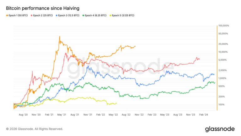 Bitcoin passes halfway point in halving cycle as price gains trail prior cycles