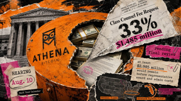 Athena Bitcoin agreed to a $4.5 million settlement, but claimants may have less than $3 million to split