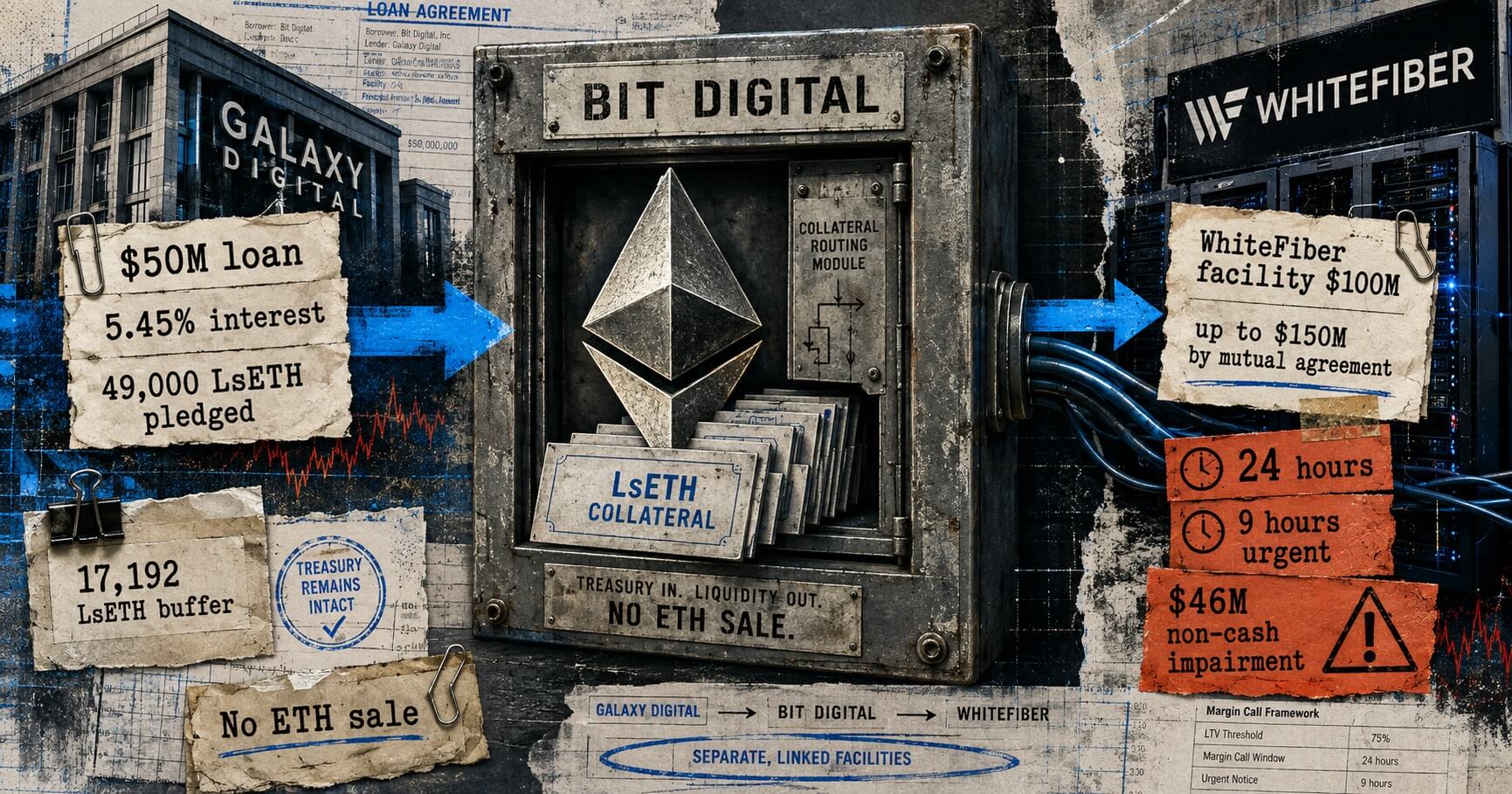 Bit Digital pledged 74% of its staked Ethereum position to a loan that can trigger a 24-hour collateral call