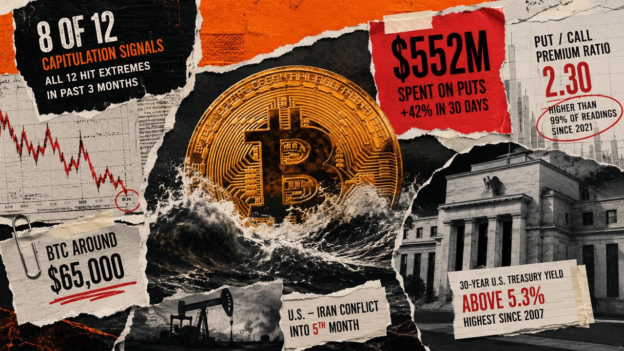 Bitcoin flashes 8 capitulation signals, but traders just spent $552 million protecting against another crash