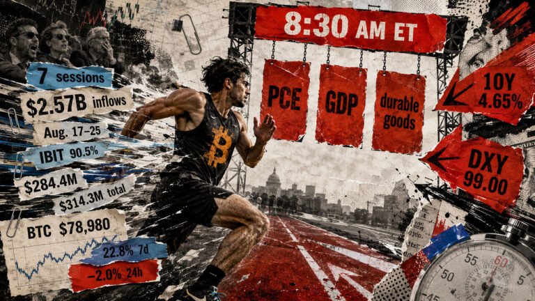 Three critical US reports arrive in 30 minutes as Bitcoin’s $2.5 billion ETF streak faces its first real test