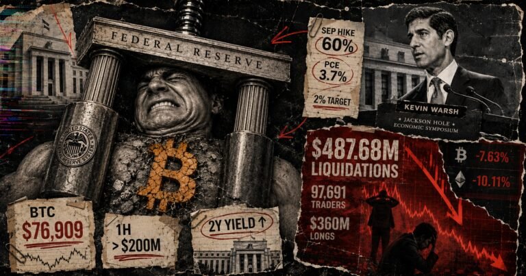 Fed Chair Kevin Warsh triggers a $488 million crypto liquidation cascade as rate-hike expectations rise