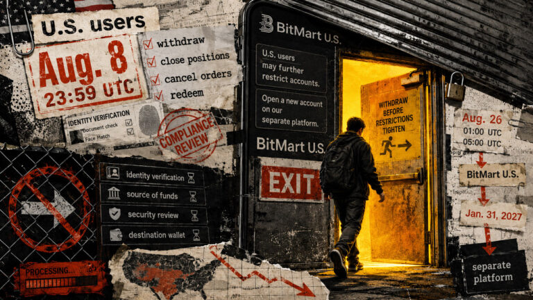 BitMart gives US users just days to pull crypto before aggressive new compliance checks risk freezing their assets