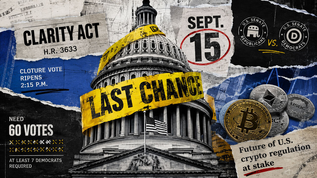 White House warns CLARITY Act will die Sept 15 unless 7 Democrats vote yes