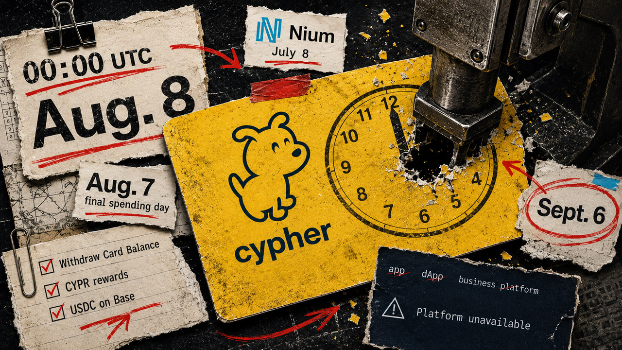 If you use a Cypher or Osmosis card, your spending dies tonight and unbacked wallets could go with it