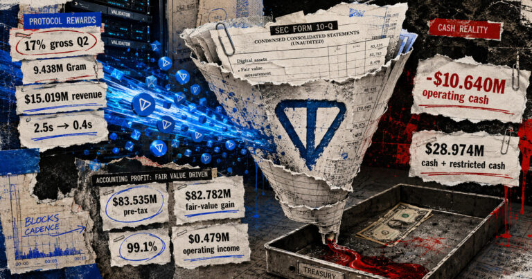 TON Strategy earned $15 million staking Gram while operations burned $10.6 million in cash