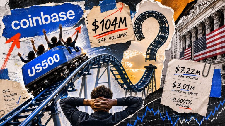 Coinbase’s $104M US500 trading spike hits an early reality check