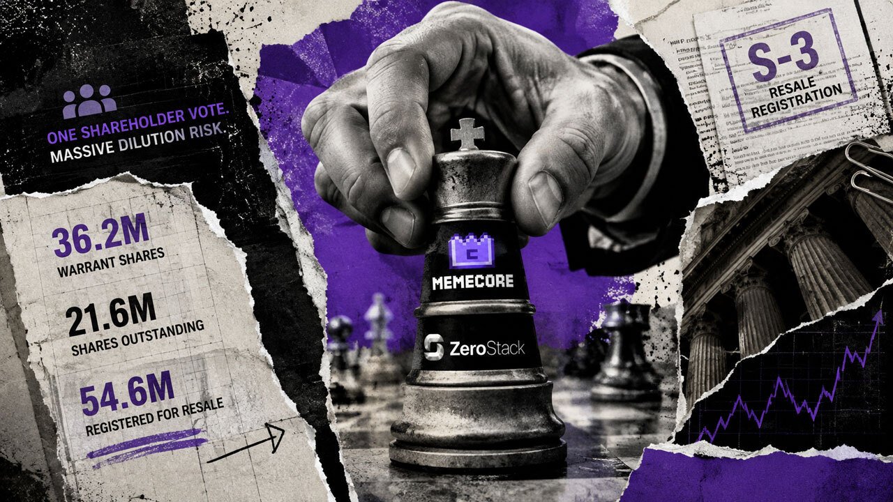 A $1 billion meme coin purchase puts a huge 167% share dilution down to a single vote for ZeroStack