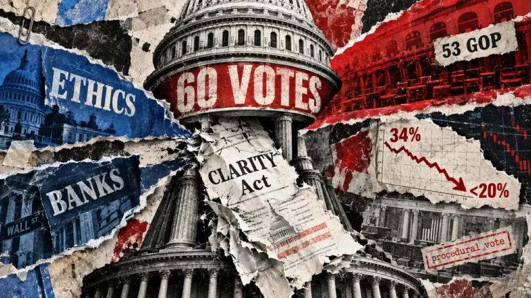 CLARITY Act chances sink below 20% as Senate’s path to 60 votes narrows