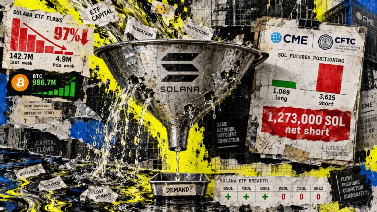 Solana’s weekly ETF inflows fell 97% while CME funds became less net short