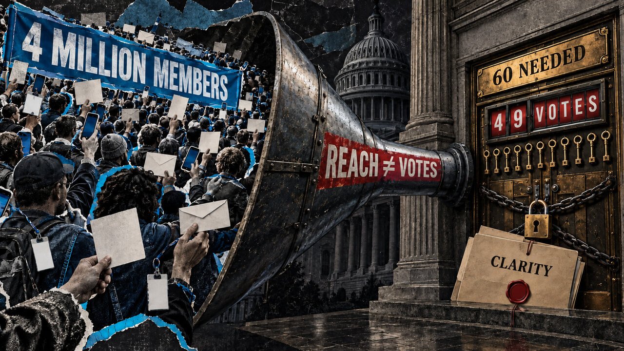 Stand With Crypto’s 4 million registered advocates couldn’t get the CLARITY Act through the Senate