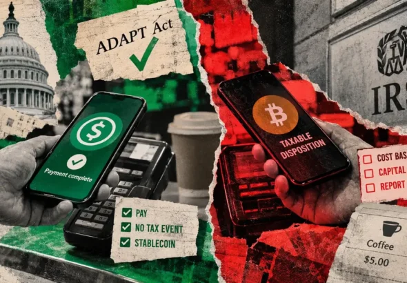 Senate tax bill frees stablecoin spending while Bitcoin stays on IRS forms